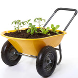 Garvee Carriola Da Giardino Doppia Ruota, Capacità 4 Piedi Cubi, Portata 600 lb, Letto In Polipropilene, Telaio In Acciaio, Giallo, Uso Esterno - Yellow