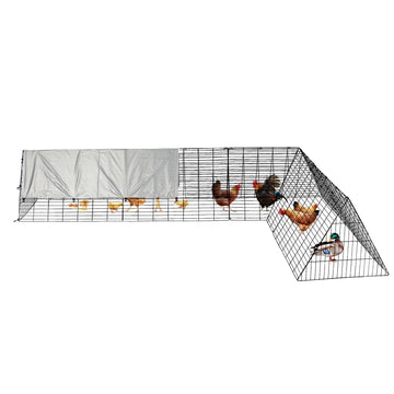 Garvee Mobile Chicken Run con copertura, struttura in acciaio, telone impermeabile per giardino e cortile, telaio angolare regolabile, recinto sicuro all'aperto, robusto e versatile