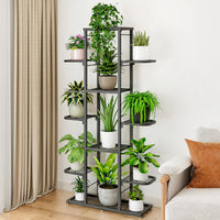 Supporto per piante in metallo Garvee a 7 ripiani, impermeabile, salvaspazio, piedini antiscivolo per soggiorno e balcone, versatile, nero