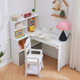 Scrivania angolare per bambini Garvee con sedia, a forma di L, bianca, per cameretta, 40 x 42 x 31 pollici - Bianco