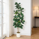 Garvee Albero Artificiale Ficus 7Ft con Rami Flessibili, Vaso Bianco, Realistico per Soggiorno e Ufficio, Bassa Manutenzione