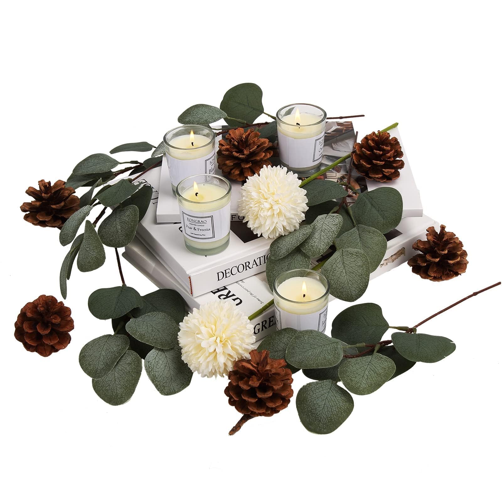 Garvee 6 pezzi di rami e foglie di eucalipto artificiali verdi per decorazioni di matrimoni, feste, decorazioni per la tavola di casa, giardino, 29 cm