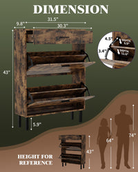 Scarpiera stretta in legno Garvee con 3 cassetti, antiribaltamento, per corridoio e ingresso, multicolore