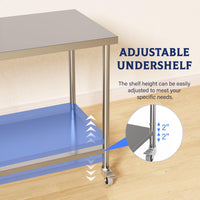 Tavolo da lavoro in acciaio inossidabile Garvee 36x24 pollici 201 SS gambe robuste argento per cucina e officina