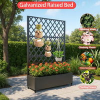 Garvee Schermo per la privacy in metallo con fioriera 72"x47" 3 pannelli con motivo a foglie, resistente alle intemperie, per giardino, terrazza, verde