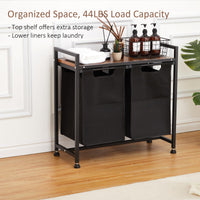 Cesto portabiancheria Garvee con ripiano, 23 galloni, 2 tasche estraibili, truciolato di legno, tessuto Oxford, per bagno e camera da letto, rimovibile