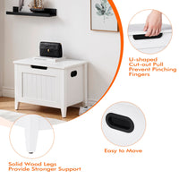 Panca portaoggetti Garvee con cerniere di sicurezza, panca portascarpe ribaltabile da 23,6", gambe in legno, bianca, per corridoio e soggiorno