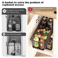 Garvee Set da 2 pezzi, organizer estensibile per mobili da cucina, robusto acciaio al carbonio, guide scorrevoli silenziose, per cucina e bagno, multifunzionale, salvaspazio