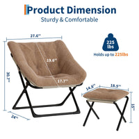 Garvee Comfy Chair Poltrona lounge oversize in pelliccia sintetica con struttura in metallo pieghevole per soggiorno e camera da letto multicolore