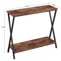 Tavolo consolle stretto Garvee in stile rustico, struttura a X in legno e metallo, soggiorno e corridoio, 31,4"L x 11,8"W x 31,8"H, nero