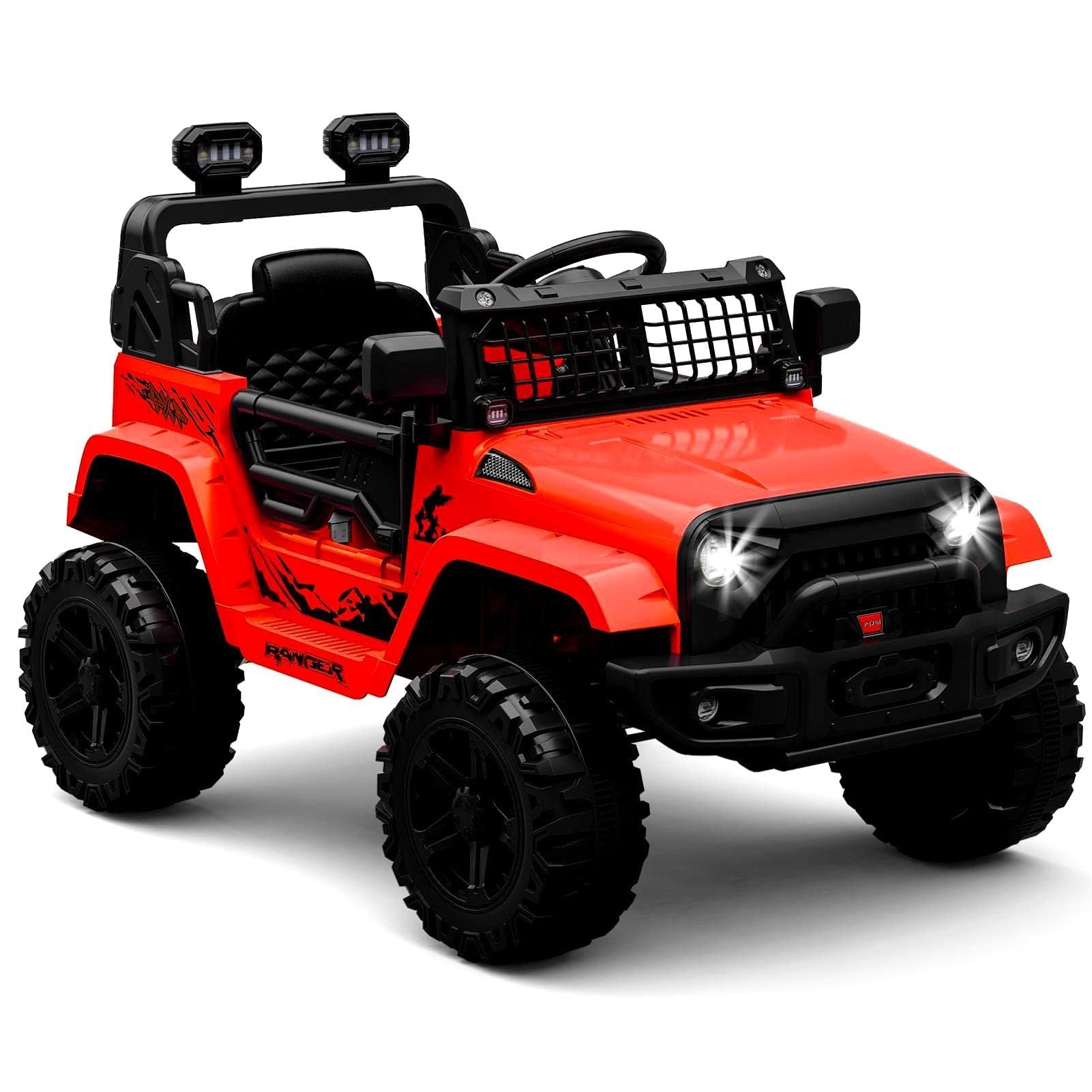 Garvee 12V Kids Electric Off-Road Car Rossa con Telecomando e Bluetooth – SUV Robusto per Bambini e Bambine dai 3 Anni in su