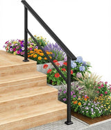 Garvee Corrimano per Scale Esterno in Alluminio con Supporto oltre 226 kg, Regolabile 2-5 Gradini, Bianco, per Verande e Giardini - Nero