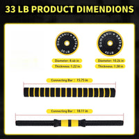 Manubrio Regolabile Garvee 33 libbre Nero con Rivestimento PE e Doppio Blocco - Perfetto per Allenamento Casa Festa del Papà