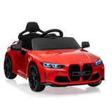 Garvee Auto Elettrica per Bambini BMW M4 12V con Telecomando, Cintura di Sicurezza, LED, Musica, 3 Velocità, PP e Metallo, per Bambini 3+ Anni - Rouge