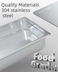 Garvee Set 6 Vassoi Catering Acciaio Inox Profondi 10.16 cm Standard - Ideali per Eventi e Feste, Finitura Specchio Senza Manico/Coperchio