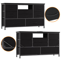 Cassettiera Garvee con 8 cassetti, 3 prese di corrente e 2 porte USB, mobile TV con luce LED per camera da letto, soggiorno, corridoio, 120 cm, nero