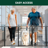 Recinto per cani Garvee, altezza 40", lunghezza 18 piedi, 8 pannelli, metallo, antiruggine, porta larga, portatile per giardino e campeggio