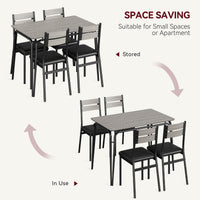 Tavolo da pranzo Garvee per 2 persone con sedie imbottite, legno MDF, struttura in metallo, salvaspazio, piccoli appartamenti, quadrato, grigio