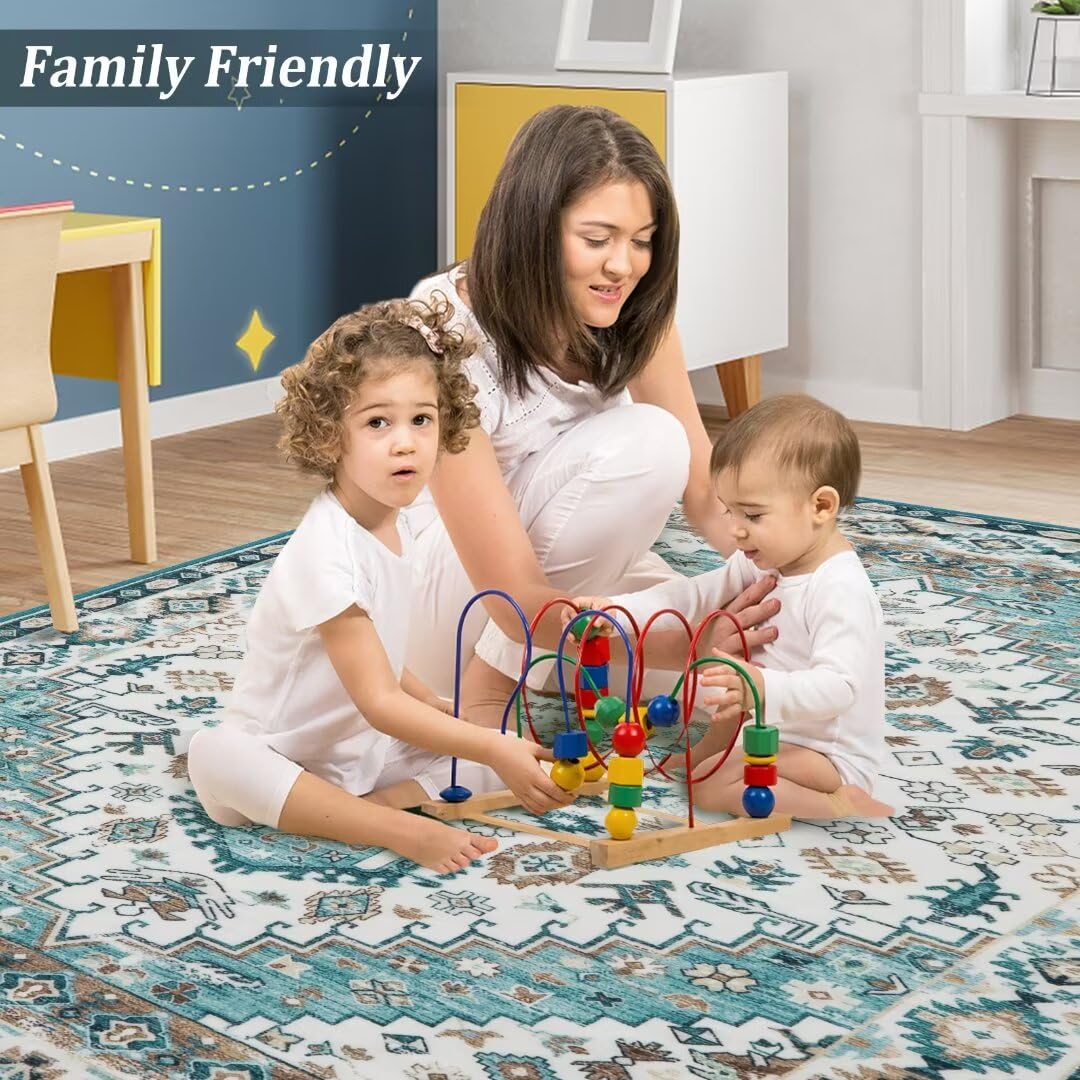 Garvee Alfombra Lavable Antideslizante Pelo Corto 1400 GSM Terciopelo Poliester Plegable Verde para Salón y Dormitorio