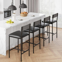 Set of 4 sgabelli da bar Garvee with rivestimento in PU, poggiapiedi and railale for kitchen and bar, 16.51" L x 14.51" W x 37.4" H, nero