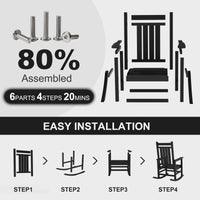 Sedie a dondolo resistenti alle intemperie Garvee HDPE con schienale alto extra large per giardino e veranda 35''P x 25,4''L x 41,9''H Bianco