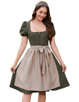 Garvee Dirndl, abito tradizionale da donna midi in pelle scamosciata con grembiule, nero, taglie 34-52