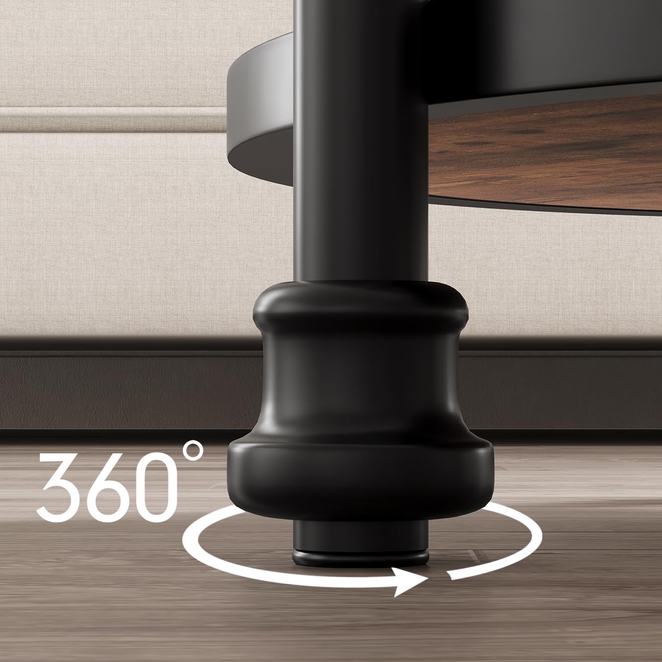 Tavolino rotondo Garvee con 3 ripiani, gambe di supporto in metallo, legno MDF rustico per soggiorno e camera da letto, 23,6" H × 18,1" L × 18,1" W, marrone rustico