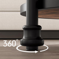 Tavolino rotondo Garvee con 3 ripiani, gambe di supporto in metallo, legno MDF rustico per soggiorno e camera da letto, 23,6" H × 18,1" L × 18,1" W, marrone rustico