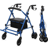 Garvee Rollator pieghevole e leggero per anziani - Con ruote in ferro e telaio triangolare in alluminio per la massima stabilità fino a 150 kg - Argento