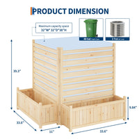 Garvee Recinzione per la privacy da esterno 22x40 pollici in legno con 2 pannelli e fioriera per giardino e terrazza, resistente alle intemperie, stabile e indipendente, legno naturale marrone