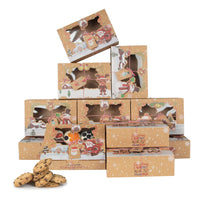 Scatola per biscotti natalizi Garvee da 24 pezzi con finestra, scatola da forno in carta kraft per torte, biscotti, dessert, ciambelle, di grandi dimensioni, design natalizio