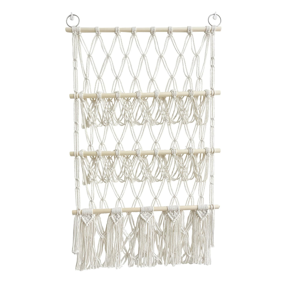 GARVEE Amaca portaoggetti per animali di peluche, corda di cotone, ampio spazio di archiviazione, regolabile, cameretta dei bambini e sala giochi, 78-118 cm, bianco