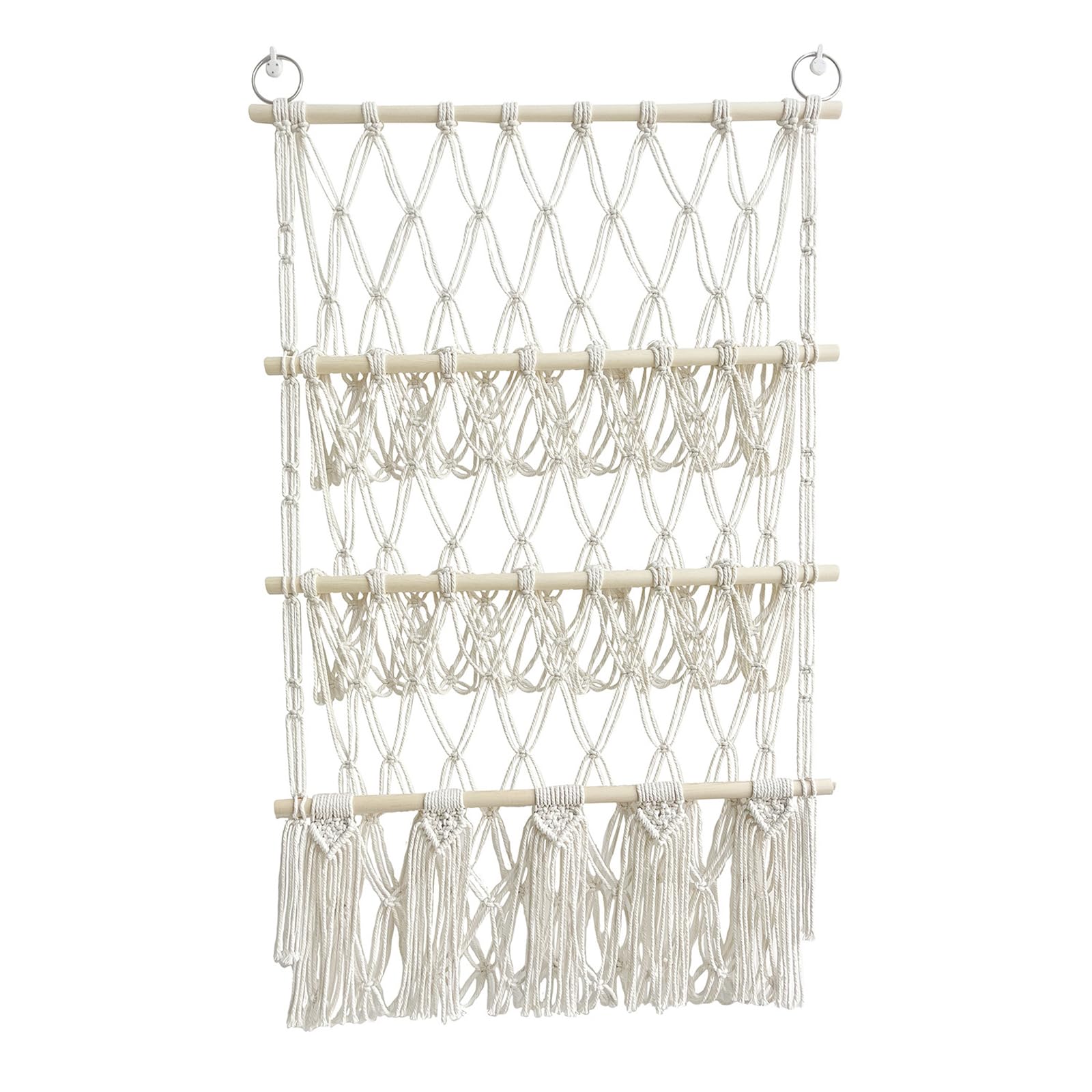 GARVEE Amaca portaoggetti per animali di peluche, corda di cotone, ampio spazio di archiviazione, regolabile, cameretta dei bambini e sala giochi, 78-118 cm, bianco