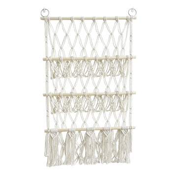 GARVEE Amaca portaoggetti per animali di peluche, corda di cotone, ampio spazio di archiviazione, regolabile, cameretta dei bambini e sala giochi, 78-118 cm, bianco