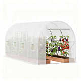 Garvee Serra da Giardino Tunnel 4.45x1.95x1.92 m con Telaio in Acciaio Zincato e Copertura PE, Verde, per Coltivazione Domestica e Commerciale