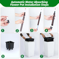 Garvee Set di 2 fioriere old 22.5" con irrigazione automatica e indicatore del livello dell'acqua su balcone e terrazzo, bianco e nero, resistente a tutte le temperature