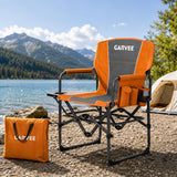 Garvee Sedia da Regista Oversize per Campeggio con Tavolino Laterale, Supporto 400 lbs, Tessuto Oxford 600D, Pieghevole, Leggera, Arancione, per Campeggio e Picnic - Orange Edge + Gray Seat Back