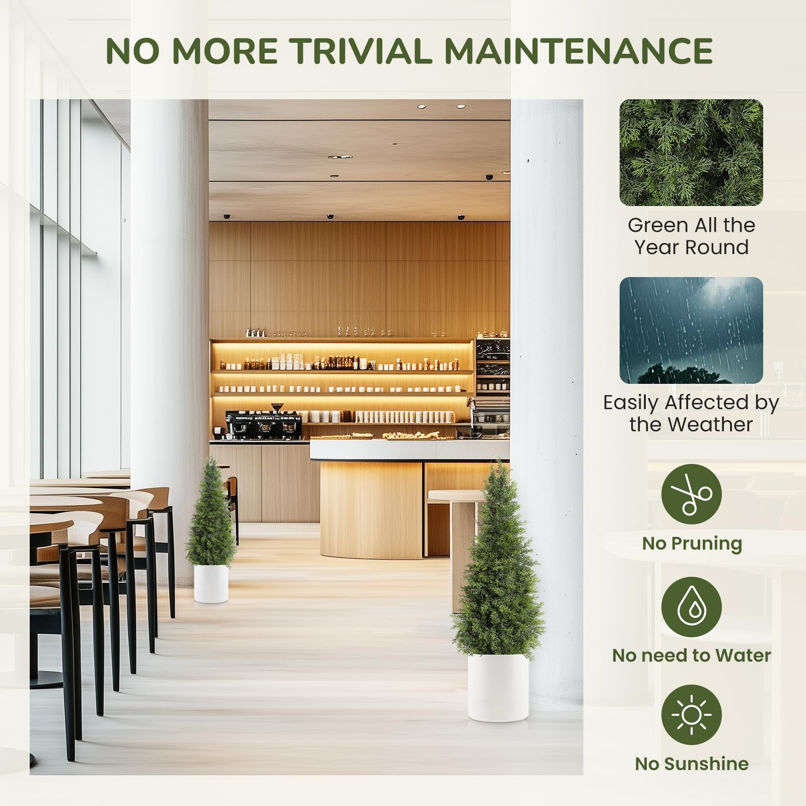 Albero di cedro artificiale Garvee da 36 pollici, resistente ai raggi UV, realistico, tronco di legno, resistente alle intemperie per uso interno ed esterno, decorazione natalizia verde