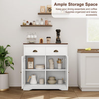 Garvee Buffet Bianco Rustico con 2 Ante e 2 Cassetti, Piano di Lavoro in Legno Resistente, Multiuso per Cucina e Sala da Pranzo, 41.3"x15.6", Marrone