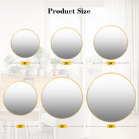 Specchio da parete rotondo dorato Garvee da 30", grande specchio da bagno, cornice in metallo dorato opaco, arredamento moderno per la casa e il bagno