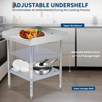 Tavolo da barbecue in acciaio inossidabile Garvee, altezza regolabile, 12x24x30 pollici, capacità di carico di 400 libbre, certificato NSF, per uso commerciale e domestico, struttura robusta, Argento