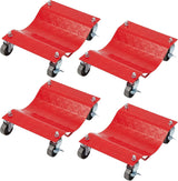 Garvee Set 4 Dollies Per Ruote Auto In Acciaio Manganese, Portata 2722 kg, Design Antiscivolo, Ruote Girevoli 360°, Rosso, Garage E Officina
