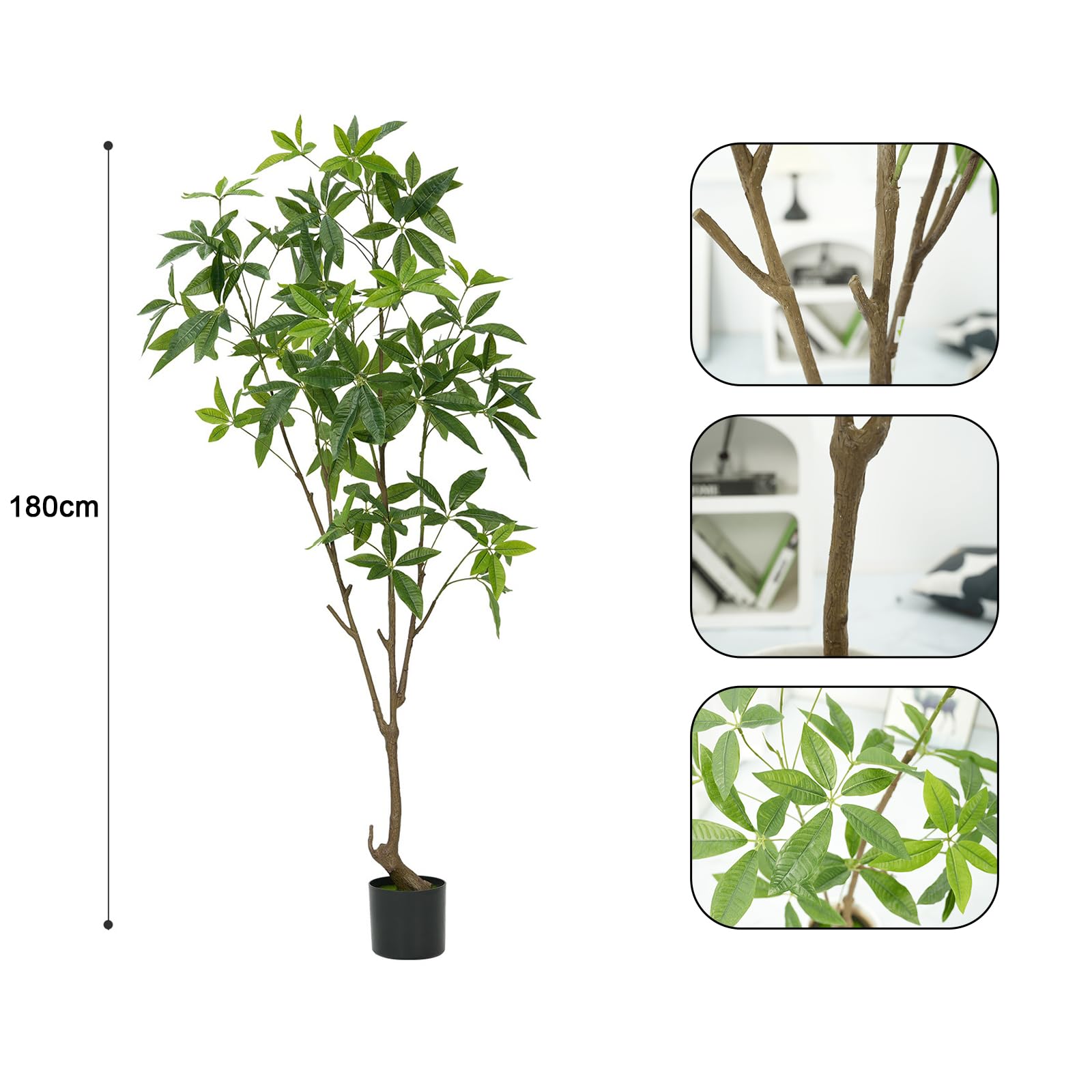 Albero dei soldi artificiale Garvee, pianta da interno, 6 piedi, materiale in PVC, foglie regolabili, decorazione per ufficio e soggiorno, verde