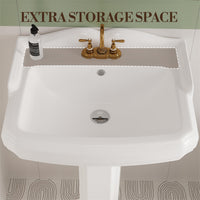 Lavabo rettangolare in ceramica Garvee da 23x19 pollici con rubinetto a 3 fori e troppo pieno per bagno moderno in bianco