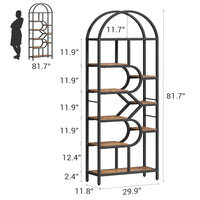 Libreria Garvee a 6 ripiani con struttura geometrica in metallo per soggiorno e ufficio 29,9x11,81x81,7 cm, nera