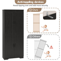 Mobile dispensa alto Garvee da 152.4 cm con 2 ante, ripiani regolabili, legno P2, maniglie in metallo, nero, per cucina e bagno, indipendente, 59.9 cm L x 30.2 cm P x 152.4 cm A