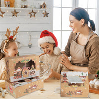 Scatola per biscotti natalizi Garvee da 24 pezzi con finestra, scatola da forno in carta kraft per torte, biscotti, dessert, ciambelle, di grandi dimensioni, design natalizio