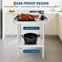 Tavolo da griglia in acciaio inossidabile Garvee 12x24x30 pollici con deflettore da 2 pollici e blocchi ruota per cottura e barbecue, capacità di carico di 660 libbre, certificato NSF, struttura robusta, argento