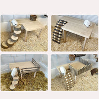 Garvee Piattaforma in Legno per Criceti con Scala Regolabile, Accessorio per Gabbie, Naturale, Facile da Montare e Pulire, Ideale per Piccoli Animali Domestici