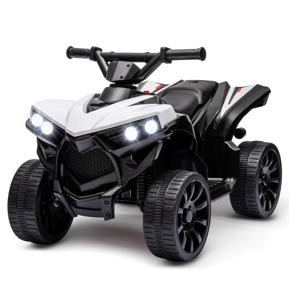 Garvee Electric Quad Kids 6V ATV White – Con illuminazione a LED, musica e comportamento di guida sicuro per bambini e bambine dai 3 anni in su.